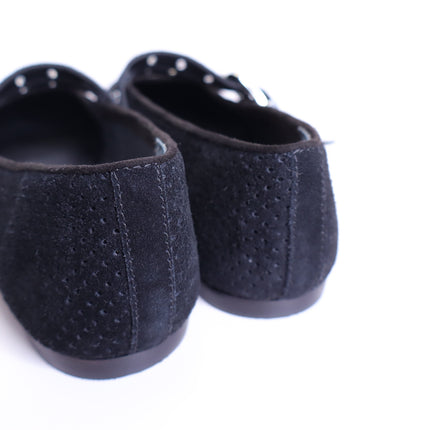DOLCE VITA Baylee Grommet Mary Jane Flats Onyx Black Perforated Suede Women's 6