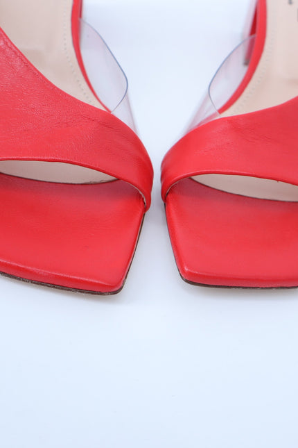 AGL Angie Leather Slide Red Heeled Sandals Art To Wear Women's 38/US 8
