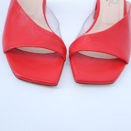 AGL Angie Leather Slide Red Heeled Sandals Art To Wear Women's 38/US 8