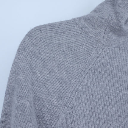 Vince Side Zip Ribbed Pullover Sweater Gray Cowl Neck Cashmere Wool Women's S