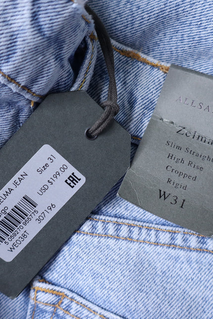 ALLSAINTS NWT Zelma Jean Light Indigo High Rise Ankle Straight Leg Women's 31