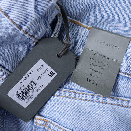 ALLSAINTS Zelma Jean NWT Light Indigo High Rise Ankle Straight Leg Women's 31
