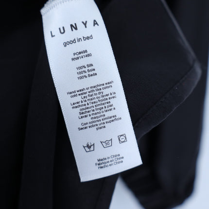 LUNYA Oversized Silk Mini Robe Immersed Black Belted Loungewear Women's L/XL