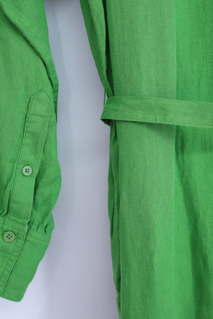 J. CREW Green Cabana Linen Mini Shift Dress NWT Summer Moss Belted Women's S