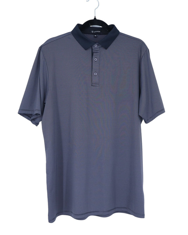 Asher Jib Stripe Golf Polo Shirt Onyx Short Sleeve Performance Active Men's XL
