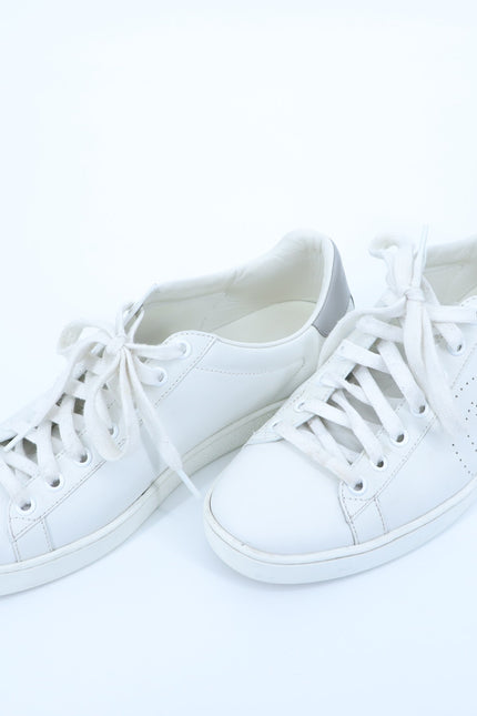 GUCCI Ace Sneaker Interlocking G White Perforated Lace Up Women's 38.5/US 8.5