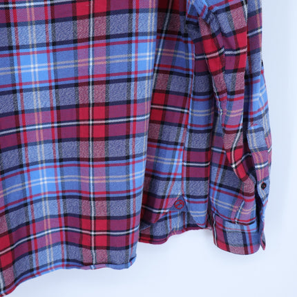 Hammer Made Flannel Button Down Shirt Red Blue Plaid Long Sleeve Men's L-XL/17