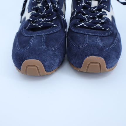 LARROUDE Stella Sneakers Navy Suede and Ivory Leather Low Top Women's 9