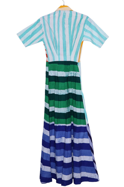 STUDIO 189 Hand Batik Mixed Print Cotton Shirt Dress Multicolor Women's XS