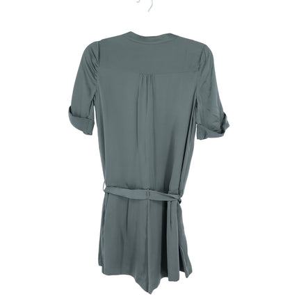 Joie Silk Romper Fatigue Green NWT Belted Half Button Tab Sleeve Women's XS