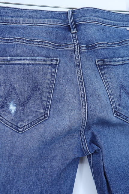 MOTHER Blue Dazzler Ankle Fray Jeans Mid Rise Weekend Warrior Women's 29