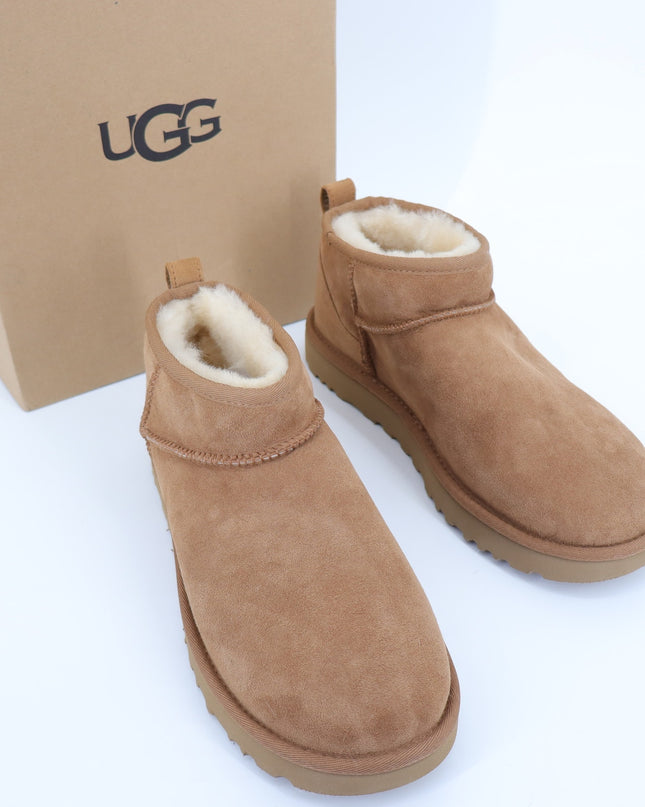 UGG Classic Ultra Mini Ankle Boot Chestnut NIB Sheepskin Winter Boot Women's 10