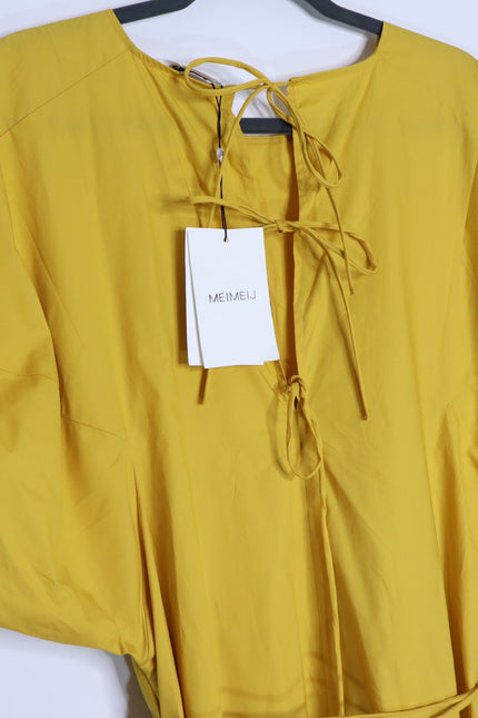 MEIMEIJ NWT Waist Tie Midi Dress Mustard Yellow Back Tie Women's 44/US 10