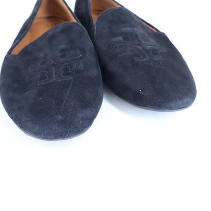 Tory Burch Ruby Smoking Loafers Black Suede Almond Toe Slip On Women's 10M
