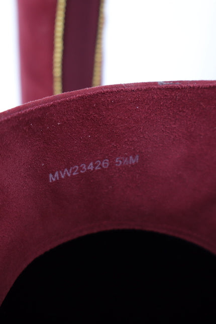 STUART WEITZMAN Back Talk Suede Knee High Boots Scarlet Red Gold Women's 5.5M