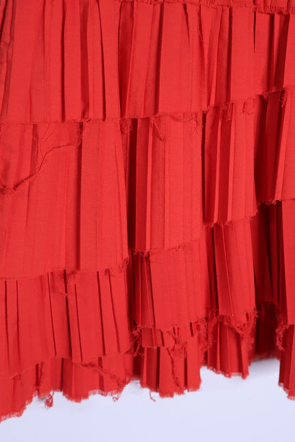 SEA Greir Pleating Crepe Mini Dress Poppy Orange Asymmetrical Skirt Women's S