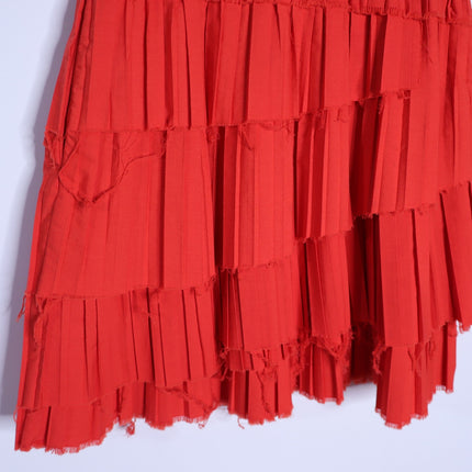 SEA Greir Pleating Crepe Mini Dress Poppy Orange Asymmetrical Skirt Women's S
