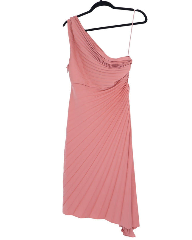 BANANA REPUBLIC One Shoulder Pleated Midi Dress Pink Amaretti NWT Women's 8