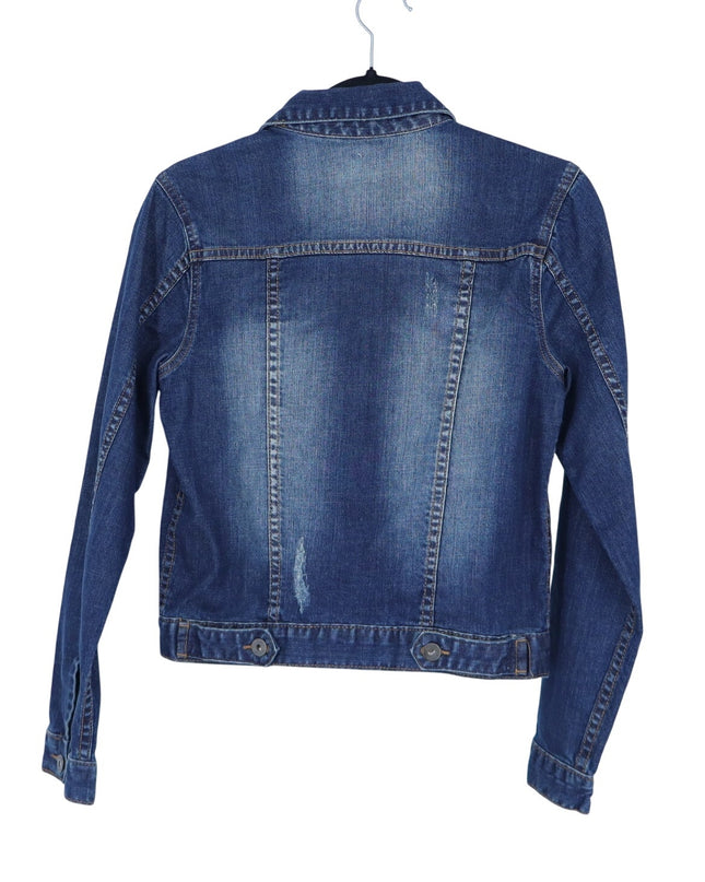 Hudson Signature Denim Jacket Blue Dark Wash Button Front Long Sleeve Women's M