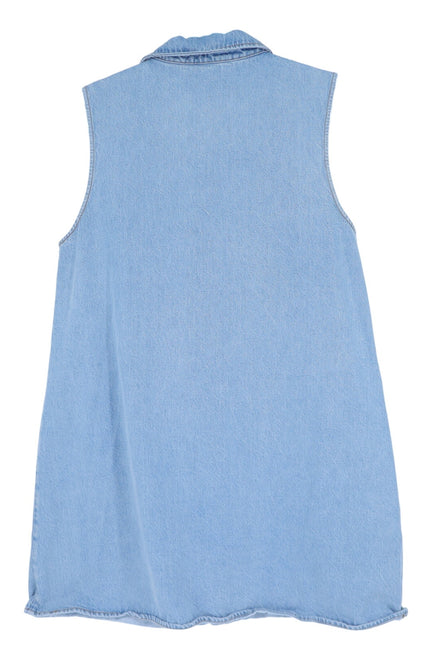 FRAME The City Shift Dress Betty Blue Denim Sleeveless Collared Women's 10