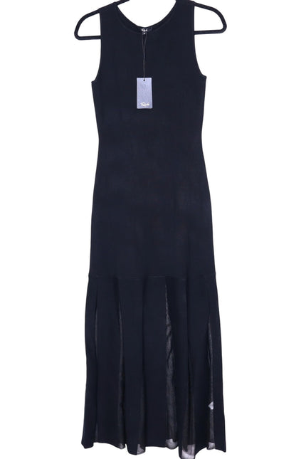 RAILS NEW Alessia A-Line Maxi Dress Black Mesh Pleated Heavy Knit Women's M