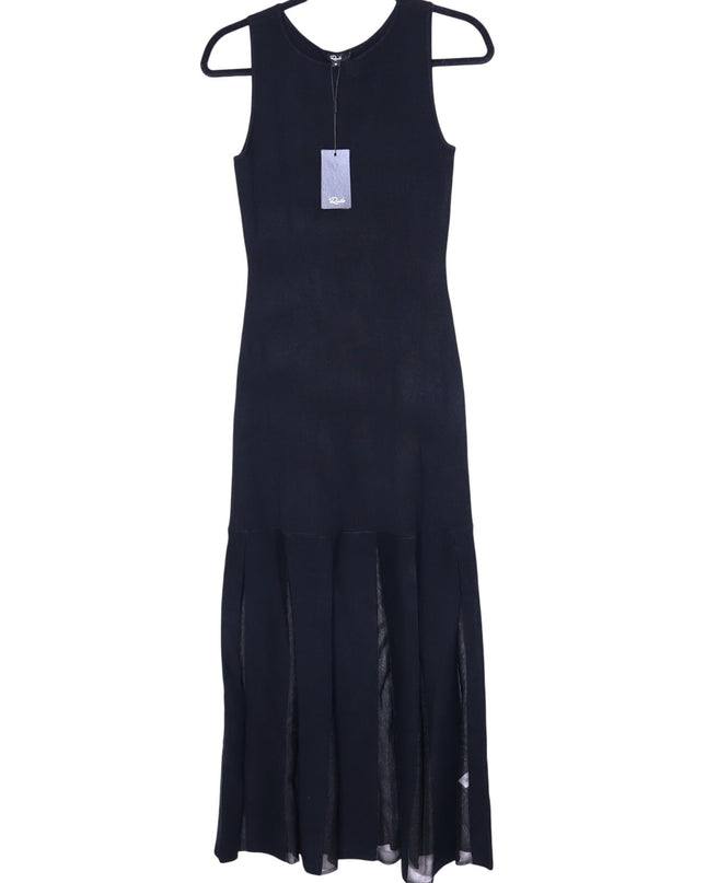 RAILS NEW Alessia A-Line Maxi Dress Black Mesh Pleated Heavy Knit Women's M