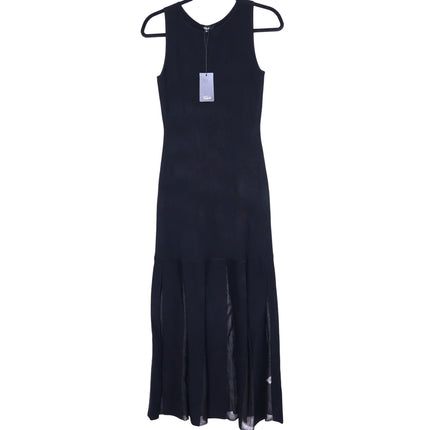 RAILS Alessia A-Line Maxi Dress NWT Black Mesh Pleated Heavy Knit Women's M