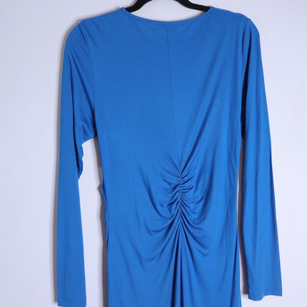 REISS Rosie Long Sleeve Maxi Dress Blue Side Ruching Women's 8