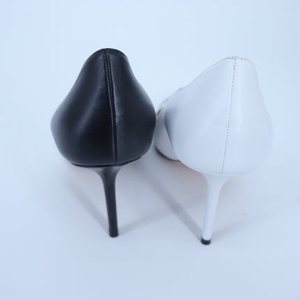 JIMMY CHOO Love 85 Asymmetric Pumps White Black Pointed Toe Women's 40.5/US 10.5