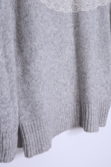 THEORY Fair Isle Sweater Melange Light Grey Wool Blend Long Sleeve Women's P/00