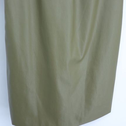 Trina Turk Twin Falls Mini Dress Olive Green Faux Leather Ruffle Neck Women's S