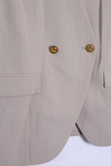 DONNA KARAN NWT Pinstripe Double Breasted Vest Cobblestone Cream Women's 10P