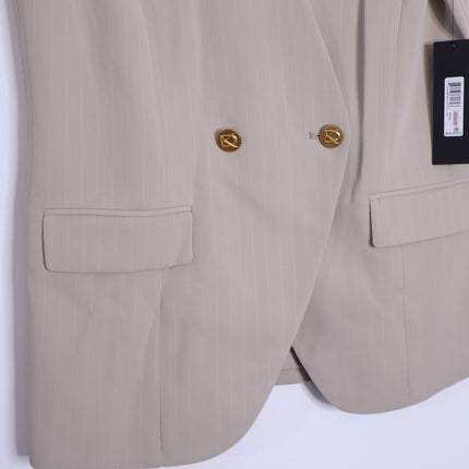 DONNA KARAN NWT Pinstripe Double Breasted Vest Cobblestone Cream Women's 10P