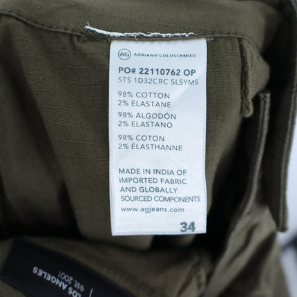 Adriano Goldschmied Wells Cargo Jeans Olive Green Mid Rise Relaxed Men's 34