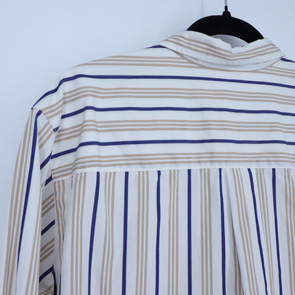 Frank & Eileen Joedy Boyfriend Shirt White Multi Stripe Button Up Women's L