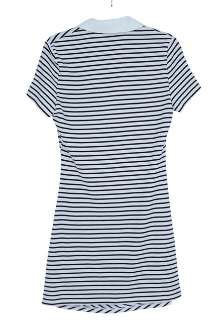 VERONICA BEARD Lanier Striped Polo Mini Dress Black and White NWT Women's M