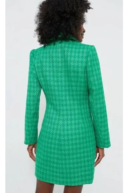 POMANDER PLACE NWT Tweed Stacie Dress Emerald Green Long Sleeve Women's M