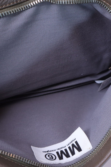 MM6 Dark Taupe Clutch Maison Martin Margiela Pebbled Leather Two Pocket Wallet