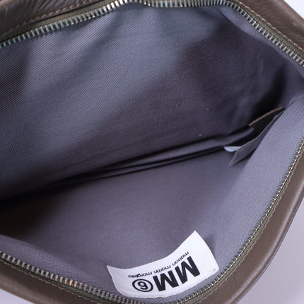 MM6 Dark Taupe Clutch Maison Martin Margiela Pebbled Leather Two Pocket Wallet