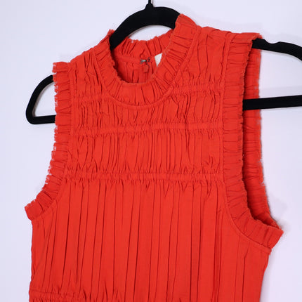SEA New York Greir Tiered Pleated Crepe Mini Dress Poppy Smocked Women's XS