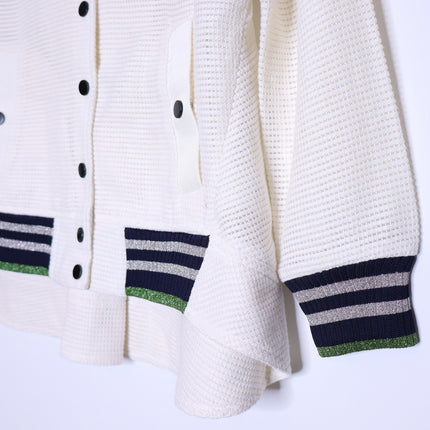 VERONICA BEARD Smith Rib Trim Jacket Off White Black Bomber Casual Women's 2