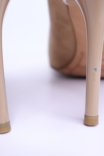 JIMMY CHOO Romy 85 Natural Tan Suede Pointed Pumps Women's 35.5/US 5.5