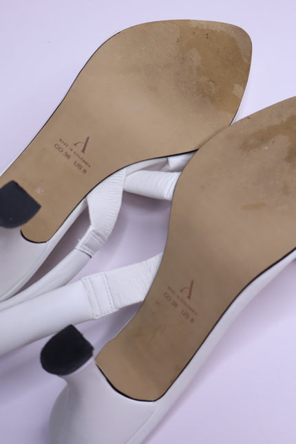 ALTA Ophelia Heeled Sandals White Cowhide Leather Pointed Toe Women's 8