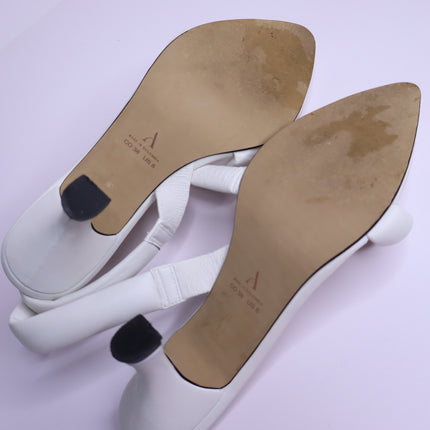 ALTA Ophelia Heeled Sandals White Cowhide Leather Pointed Toe Women's 8