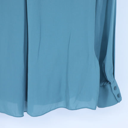Vince Silk Button Up Blouse Seaglass Teal Lightweight Collared Women's 4