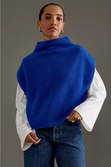 BY ANTHROPOLOGIE Oversized Ribbed Cashmere Sweater Vest Dark Blue Women's XS