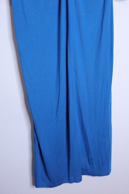 REISS Rosie Long Sleeve Maxi Dress Blue Side Ruching Women's 8