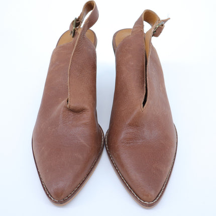 Lucky Brand Aroyli Heeled Mule Brown Leather Slingback Pointed Toe Women's 9