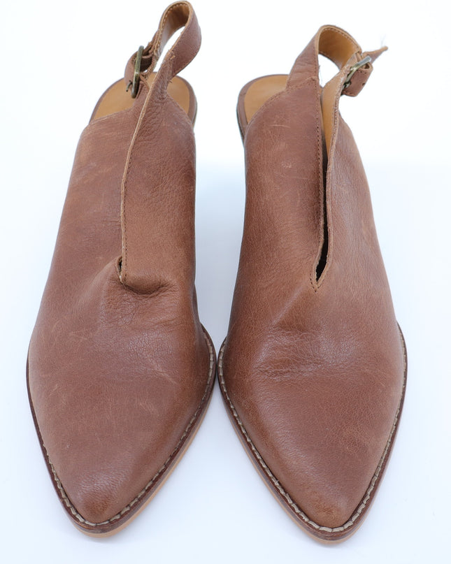 Lucky Brand Aroyli Heeled Mule Brown Leather Slingback Pointed Toe Women's 9