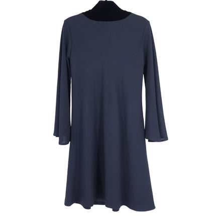 Yves Saint Laurent VTG Dress Black Summer Wool Velvet Button Neck Womens 38/US 6